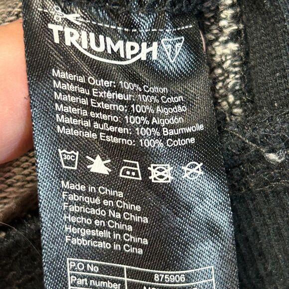 Triumph Motorcycles Performance Zip Hoodie Adult S Gray Black Cotton MSWS15037 - Picture 8 of 13